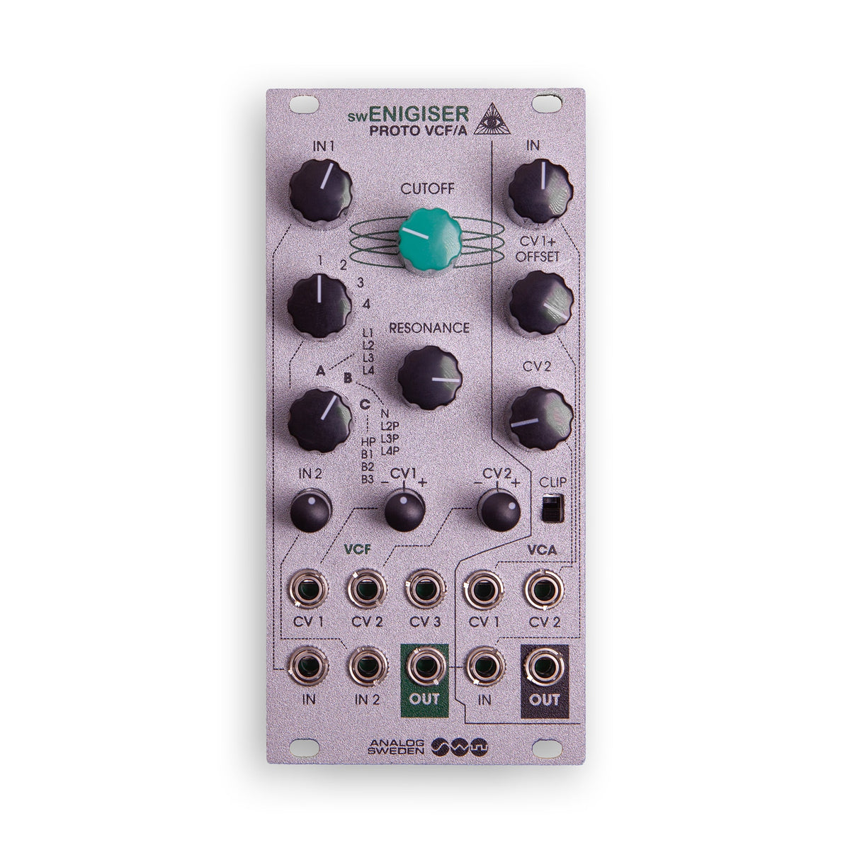 swEnigiser Proto VCF/A Eurorack filter module 12hp, silver, B-Stock